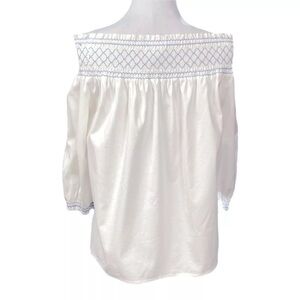 Vineyard Vines Smocked Off The Shoulder Blue‎ Embroidered Neck Cuff Top NWT S